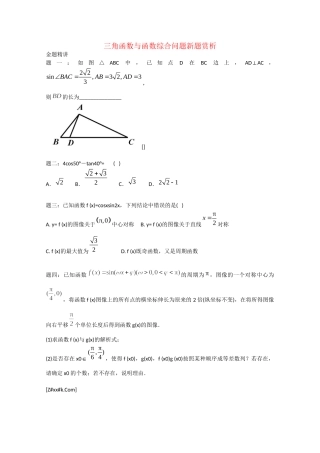 高考数学 三角函数与函数综合问题新题赏析讲义 理