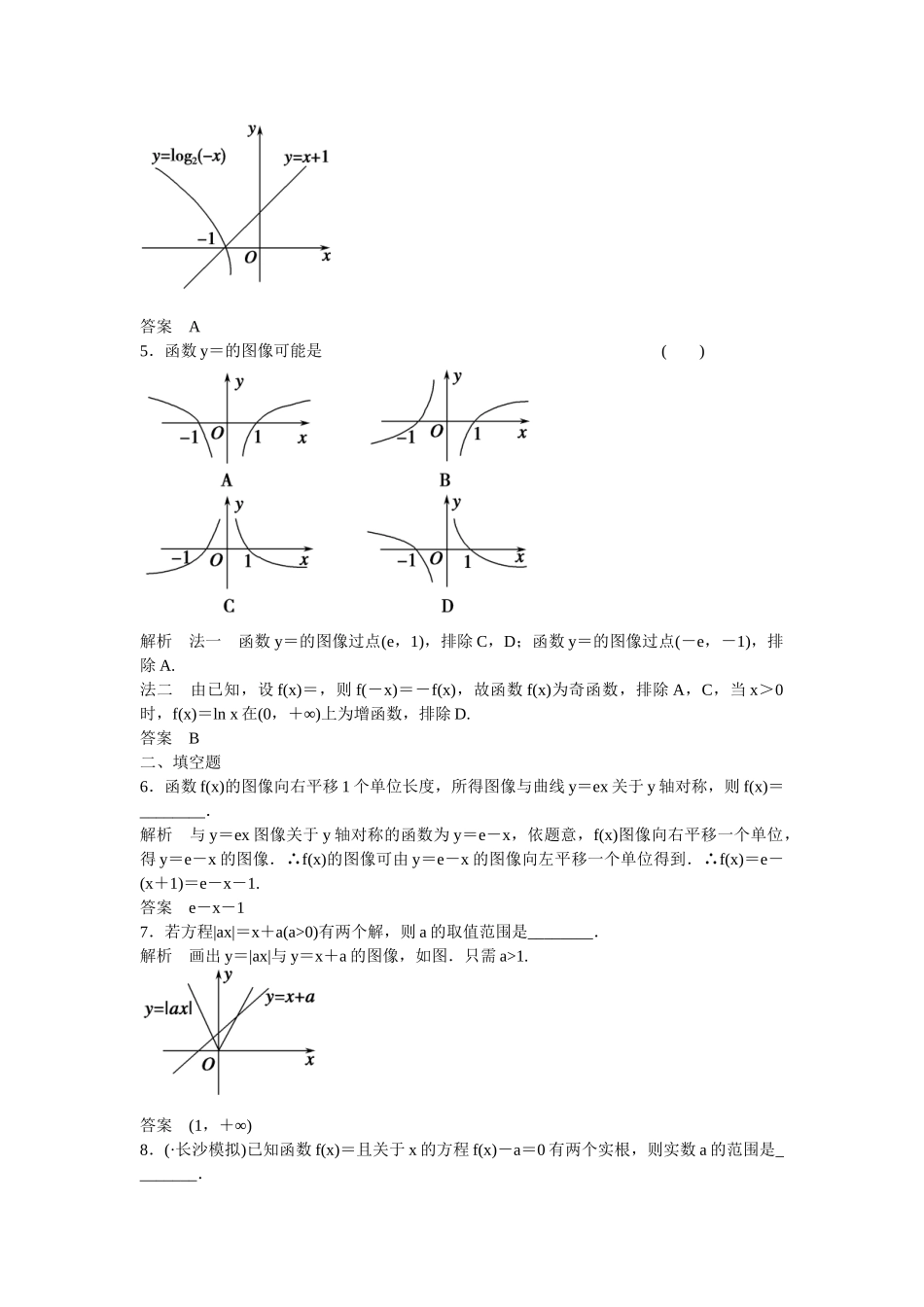 高考数学一轮复习 2-7函数的图像课时作业 文 北师大版_第2页