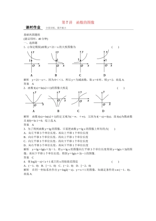 高考数学一轮复习 2-7函数的图像课时作业 文 北师大版