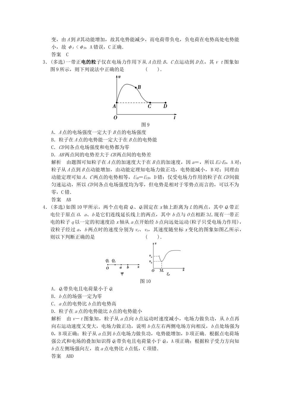 高考物理大一轮复习 专题强化练六 电场中“三类”图象的剖析及应用 新人教版_第2页