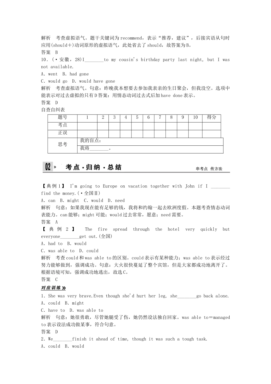 高考英语二轮复习 单项填空专题 核心考点八 情态动词与虚拟语气（含解析）_第3页