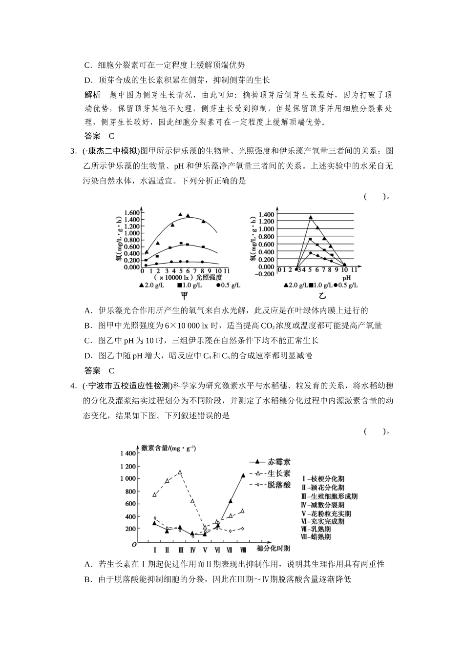 高三生物二轮复习 题型3 坐标曲线与直方图类突破（含13真题，含解析）_第2页