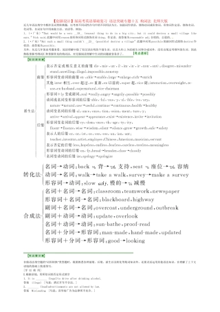 高考英语基础复习 语法突破专题十五 构词法 北师大版