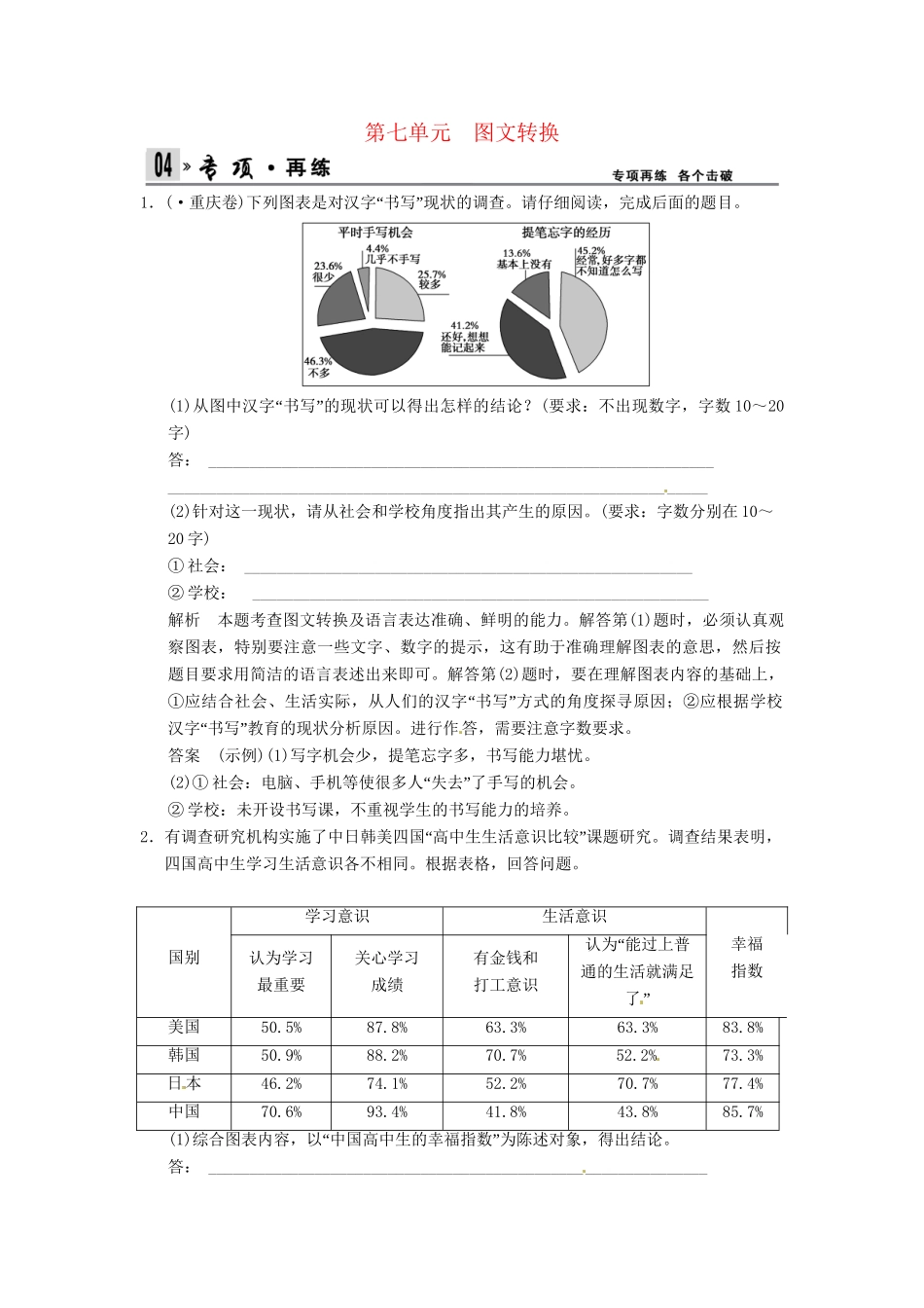 高考语文一轮复习 第1部分 第9单元 图文转换_第1页