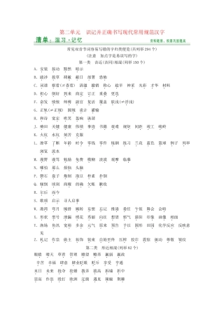 高考语文大一轮复习 第2单元识记并正确书写现代常用规范汉字知识清单