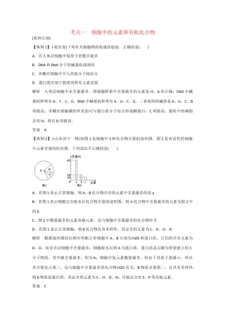 高三生物一轮复习 基础课时案2　细胞中的元素和化合物考点探究 新人教版