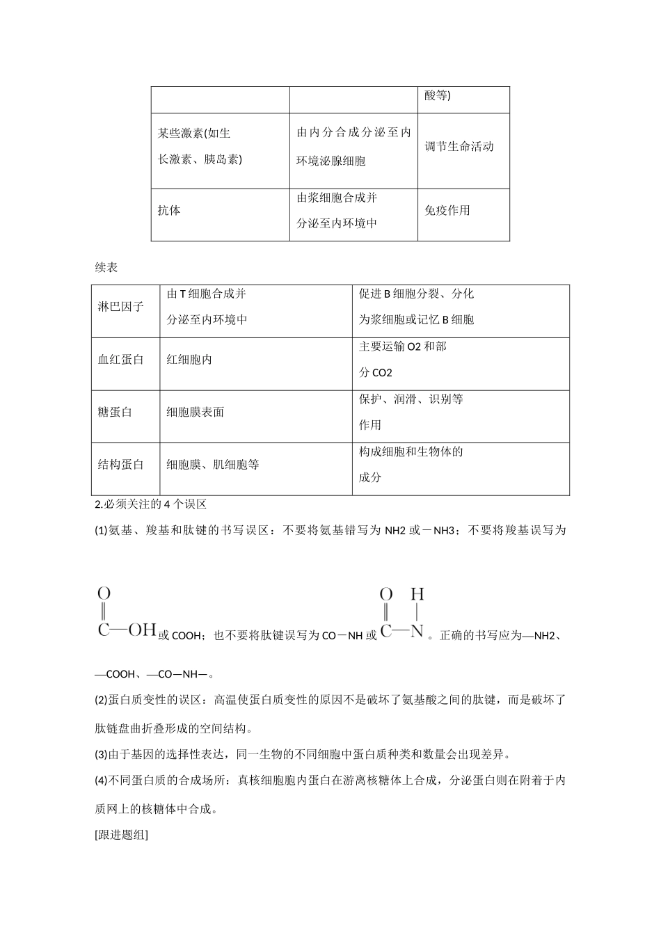 高三生物一轮复习 基础课时案3　生命活动的主要承担者 蛋白质考点探究 新人教版_第2页