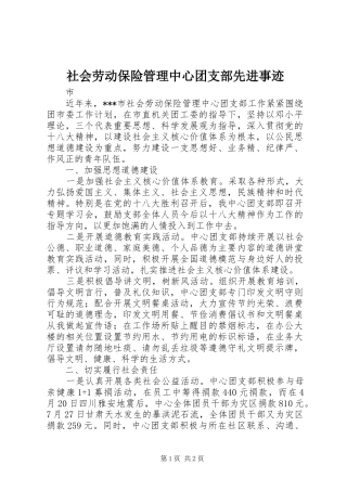 2024年社会劳动保险管理中心团支部先进事迹