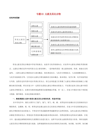 高考化学 冲刺押题知识必备系列 专题03 元素及其化合物
