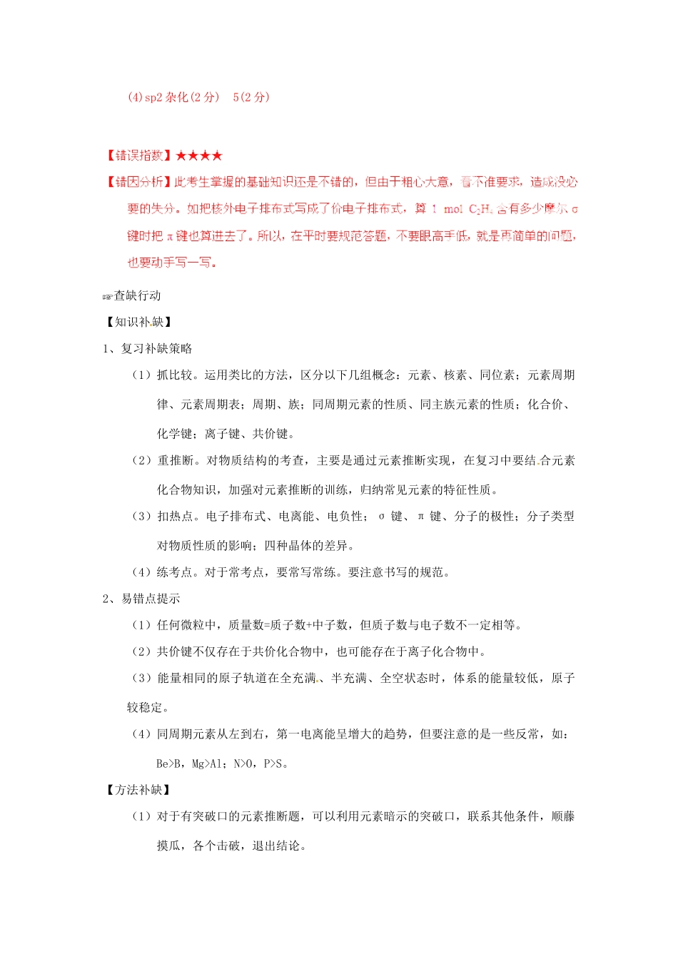 高考化学 易错题分类解析 物质结构答题规范（含解析）（版）_第2页