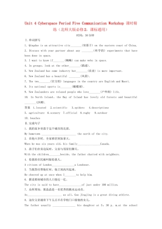 高中英语 Unit 4 Cyberspace Period Five Communication Workshop课时精练 北师大版必修2