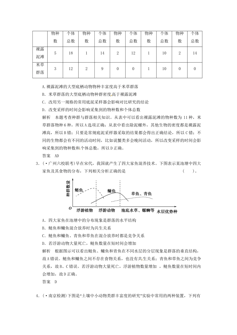 学高中生物 43群落的结构试题 新人教版必修3_第2页
