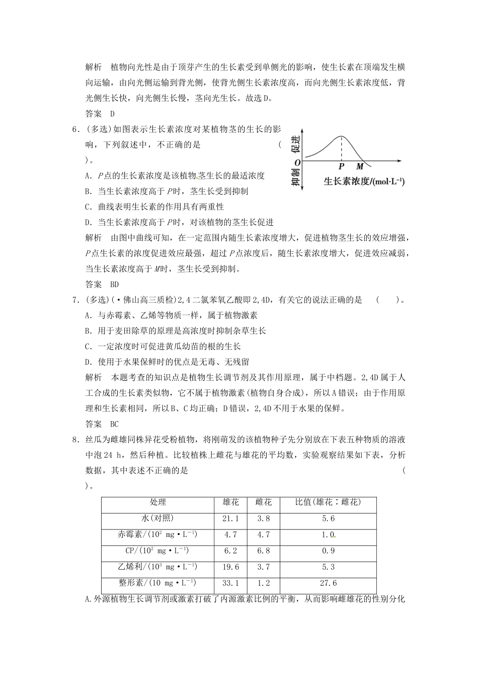 学高中生物 第3章末检测试题 新人教版必修3_第3页