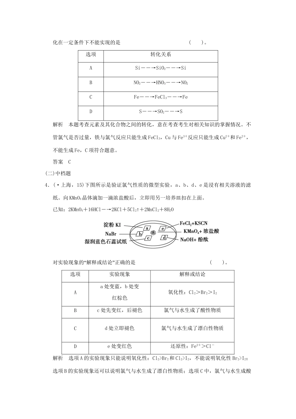 高考化学二轮专题复习 上篇 专题十 常见非金属元素及其重要化合物训练题_第2页