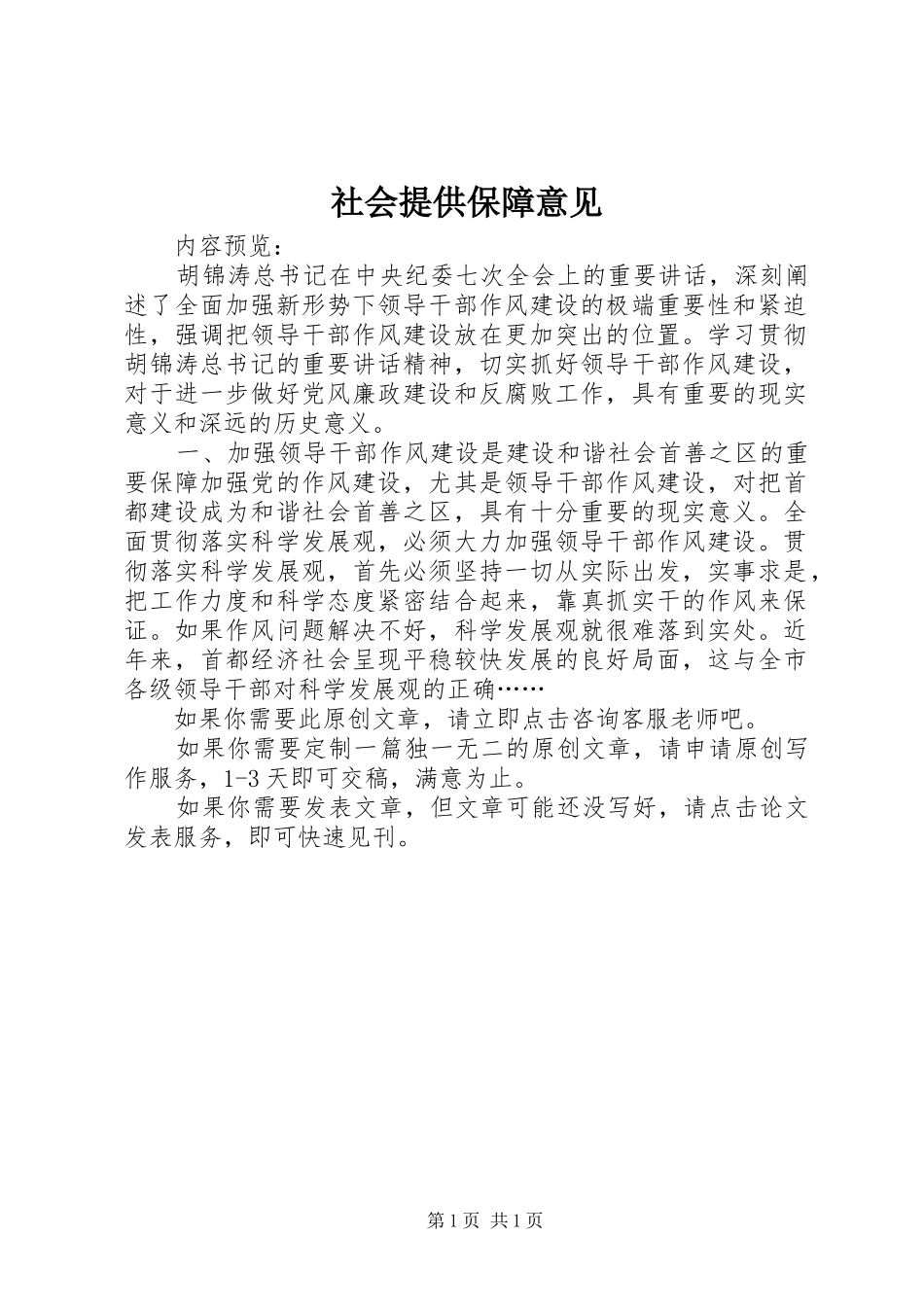 2024年社会提供保障意见_第1页