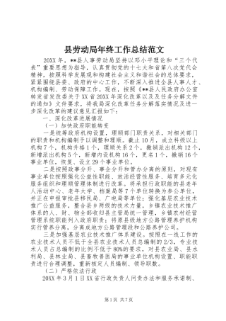 2024年县劳动局年终工作总结范文