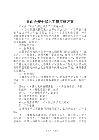 2024年县两会安全保卫工作实施方案