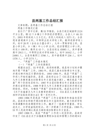 2024年县两基工作总结汇报