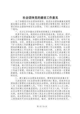 2024年社会团体党的建设工作意见