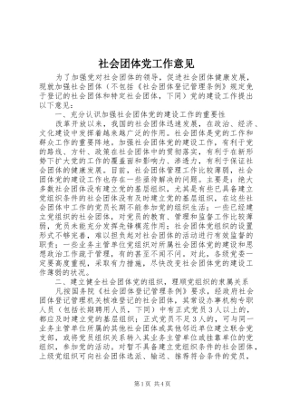 2024年社会团体党工作意见
