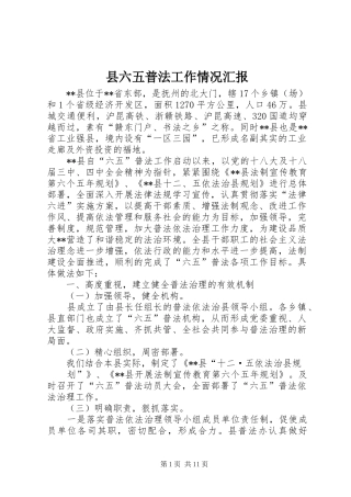 2024年县六五普法工作情况汇报