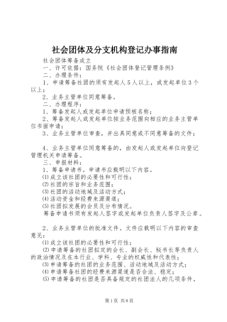 2024年社会团体及分支机构登记办事指南