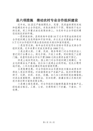 2024年县六项措施推动农村专业合作组织建设