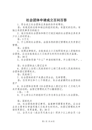 2024年社会团体申请成立百问百答
