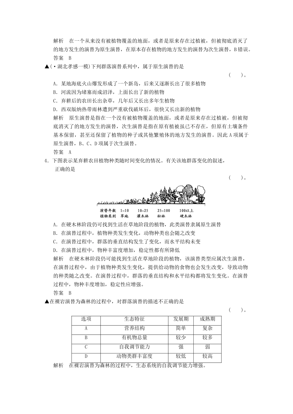 高考生物一轮复习 3-2-2群　落训练 教科版必修3_第2页