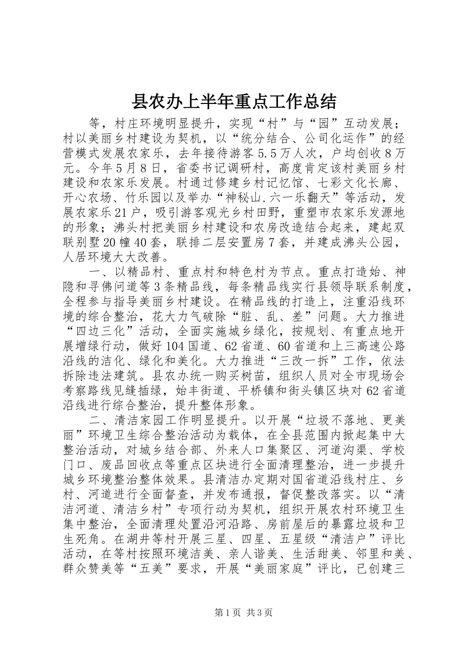 2024年县农办上半年重点工作总结_第1页