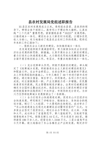 2024年县农村发展局党组述职报告