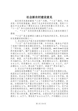 2024年社会新农村建设意见