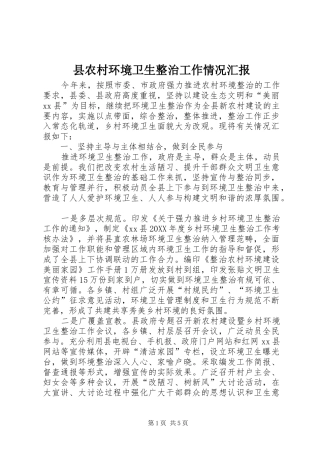 2024年县农村环境卫生整治工作情况汇报