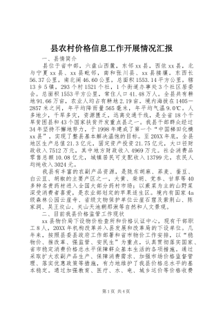2024年县农村价格信息工作开展情况汇报