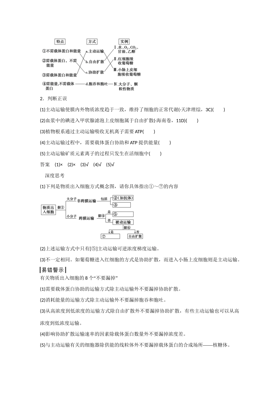 高三生物一轮复习 基础课时案7　物质跨膜运输的实例和方式基础回顾 新人教版_第3页