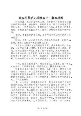 2024年县农村劳动力转移农民工典型材料