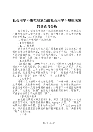 2024年社会用字不规范现象当前社会用字不规范现象的调查与分析