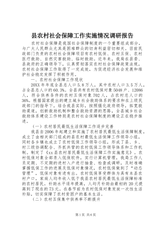 2024年县农村社会保障工作实施情况调研报告
