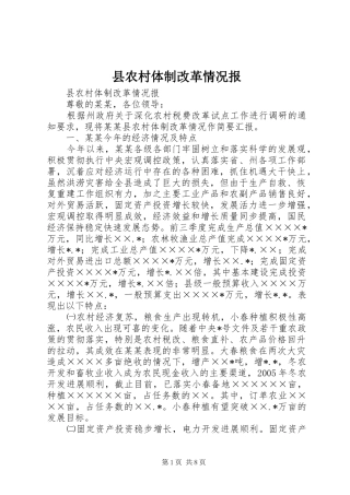 2024年县农村体制改革情况报