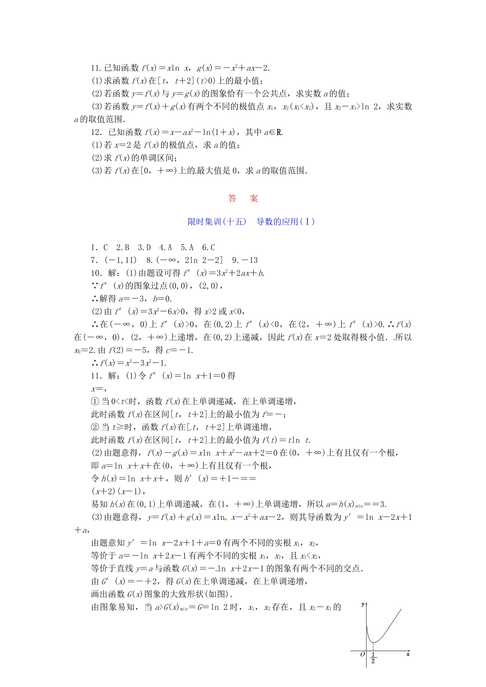 高考数学一轮复习 限时集训(十五)导数的应用(Ⅰ) 理 新人教A版_第2页