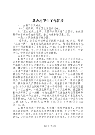 2024年县农村卫生工作汇报