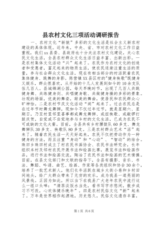 2024年县农村文化三项活动调研报告