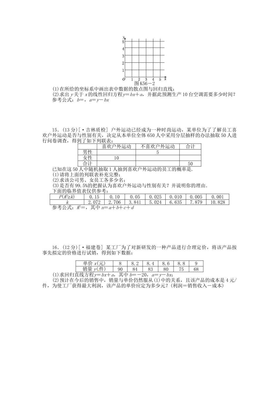 高中数学 第56讲 变量的相关性、统计案例配套试题（含解析）理 新人教B版_第3页