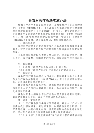 2024年县农村医疗救助实施办法