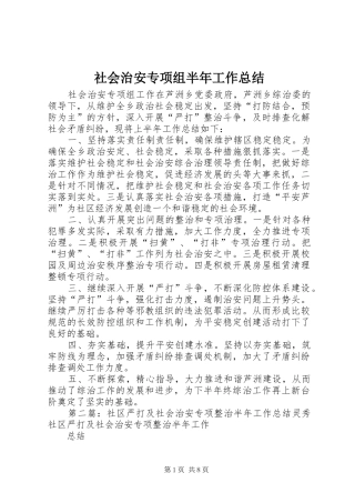 2024年社会治安专项组半年工作总结