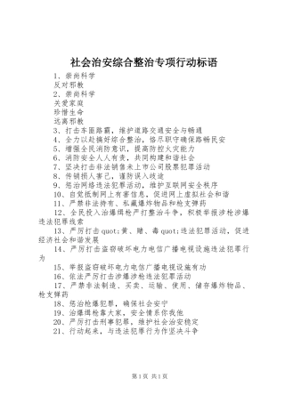 2024年社会治安综合整治专项行动标语