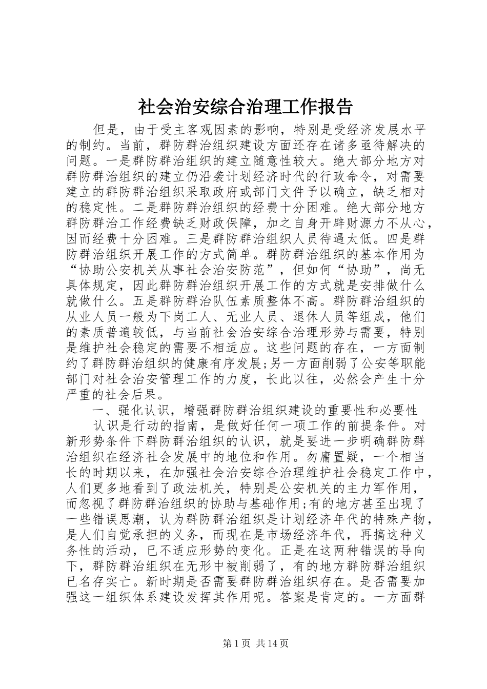 2024年社会治安综合治理工作报告_第1页