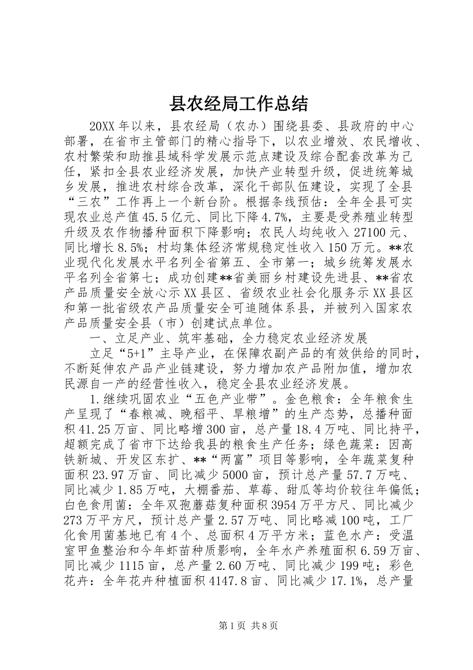 2024年县农经局工作总结_第1页