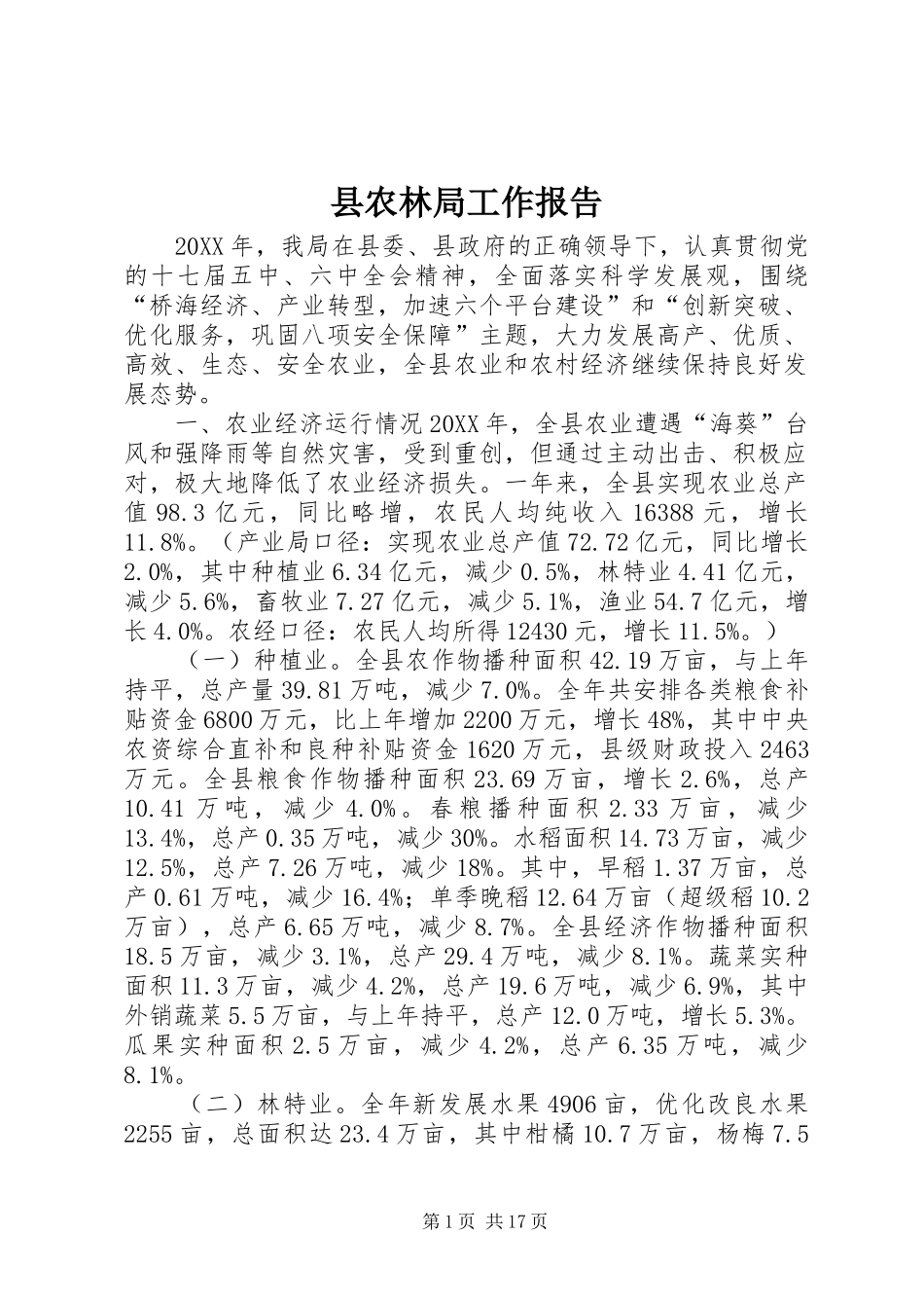 2024年县农林局工作报告_第1页
