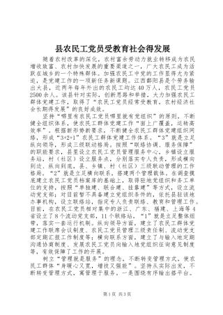 2024年县农民工党员受教育社会得发展